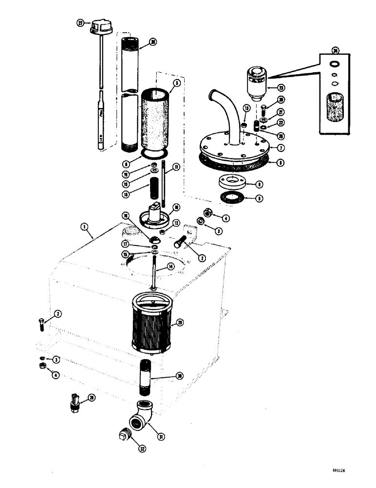 Схема запчастей Case W10C - (146) - HYDRAULIC TANK (08) - HYDRAULICS