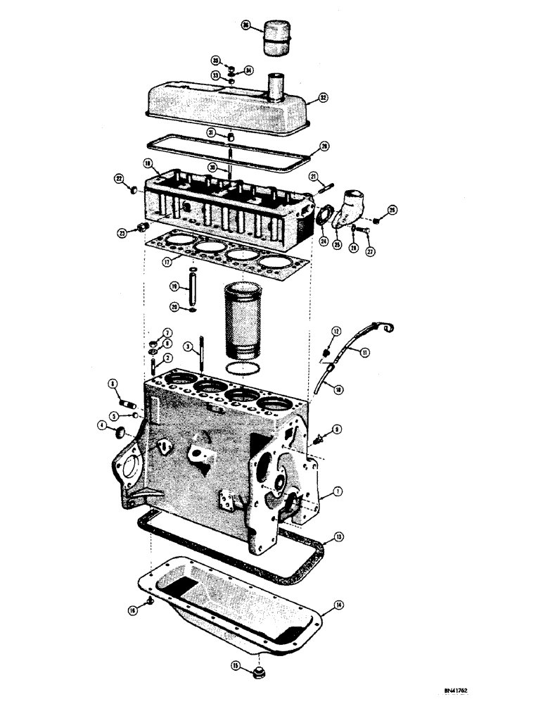 Схема запчастей Case 310F - (008) - ENGINE BLOCK AND RELATED PARTS - GAS (01) - ENGINE