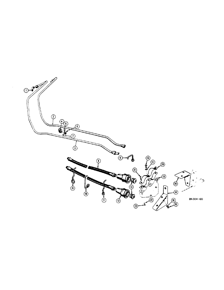 Схема запчастей Case 420B - (150) - HYDRAULIC FRONT HOSE AND COUPLING (MODEL 420B) 