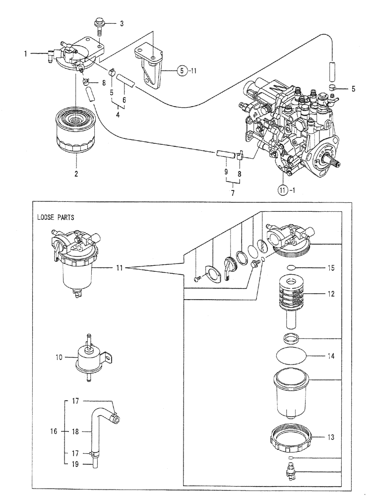 Схема запчастей Case CX27B PV13 - (08-013) - FUEL LINE ENGINE COMPONENTS