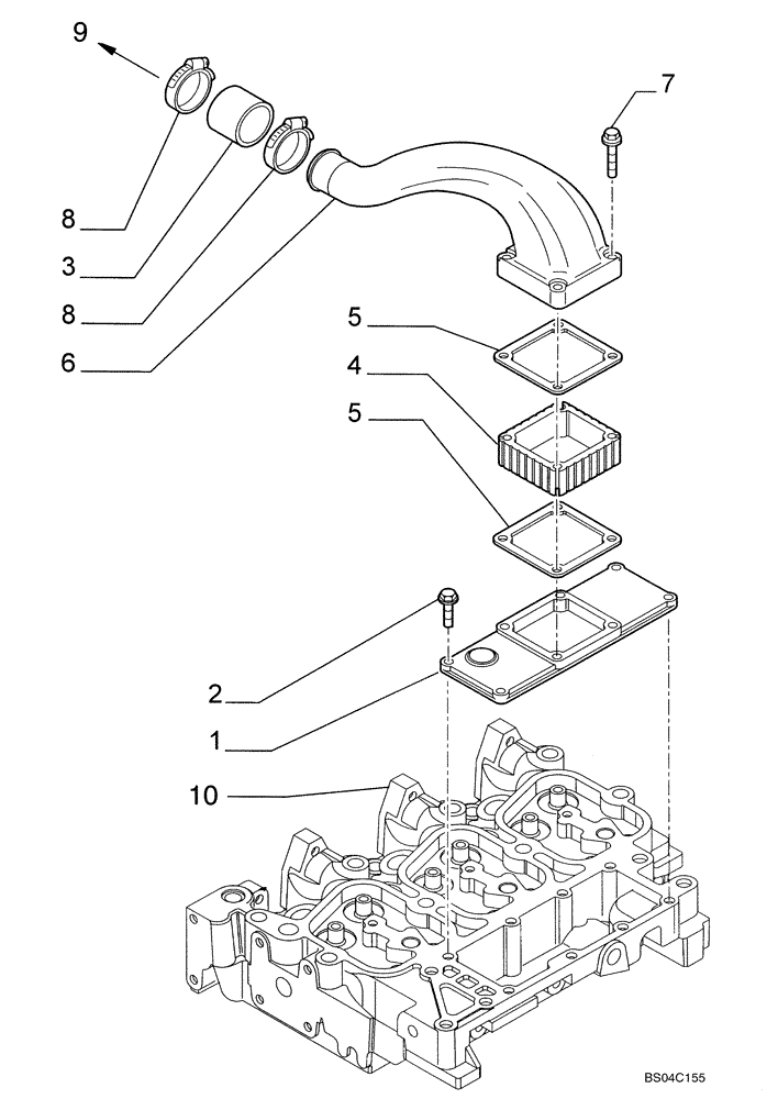 Схема запчастей Case 435 - (02-17) - INTAKE MANIFOLD (02) - ENGINE