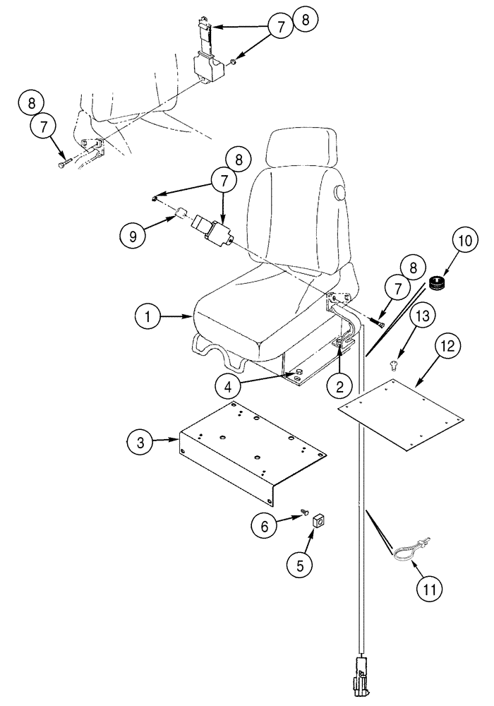 Схема запчастей Case 1150H - (09-19) - SEAT, MOUNTING - SEAT BELTS (09) - CHASSIS