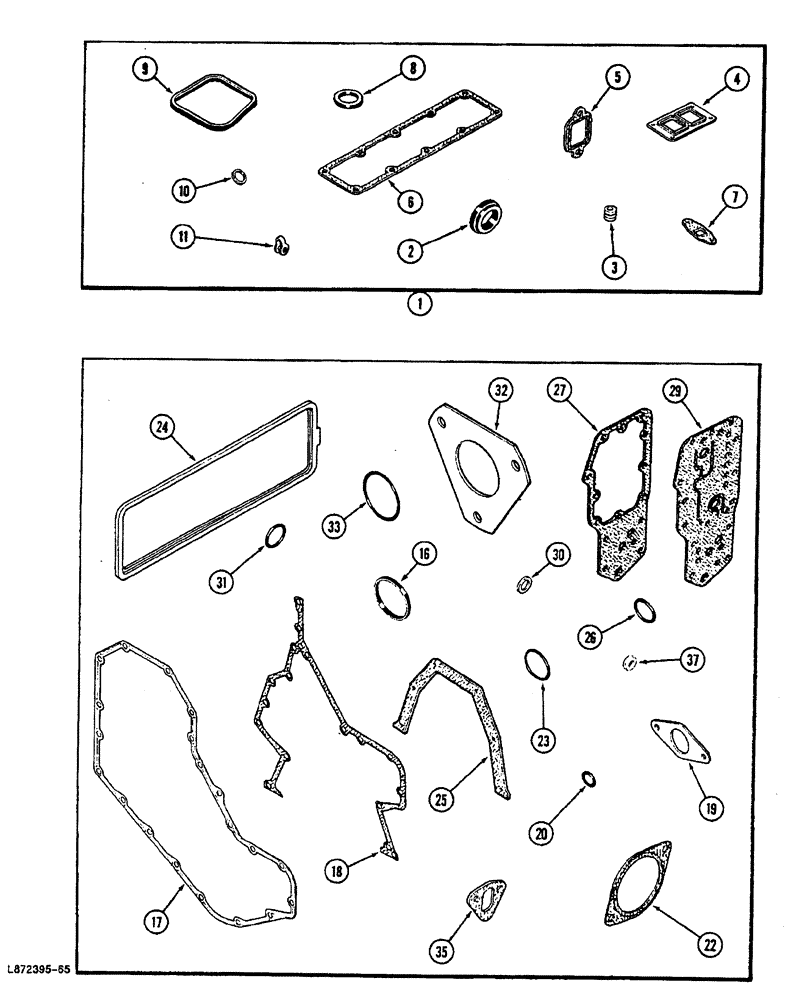 Схема запчастей Case 688 - (2-44) - ENGINGE GASKET KITS, 4T-390 ENGINE, VALVE GRIND (02) - ENGINE