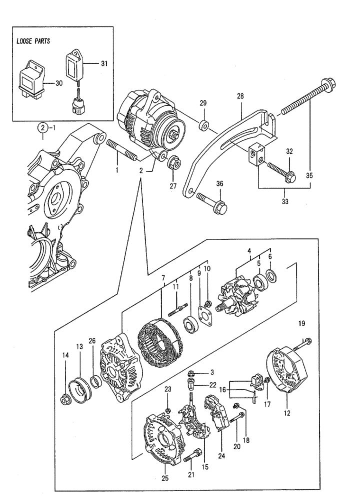 Схема запчастей Case CX50B - (09-015) - GENERATOR ENGINE COMPONENTS