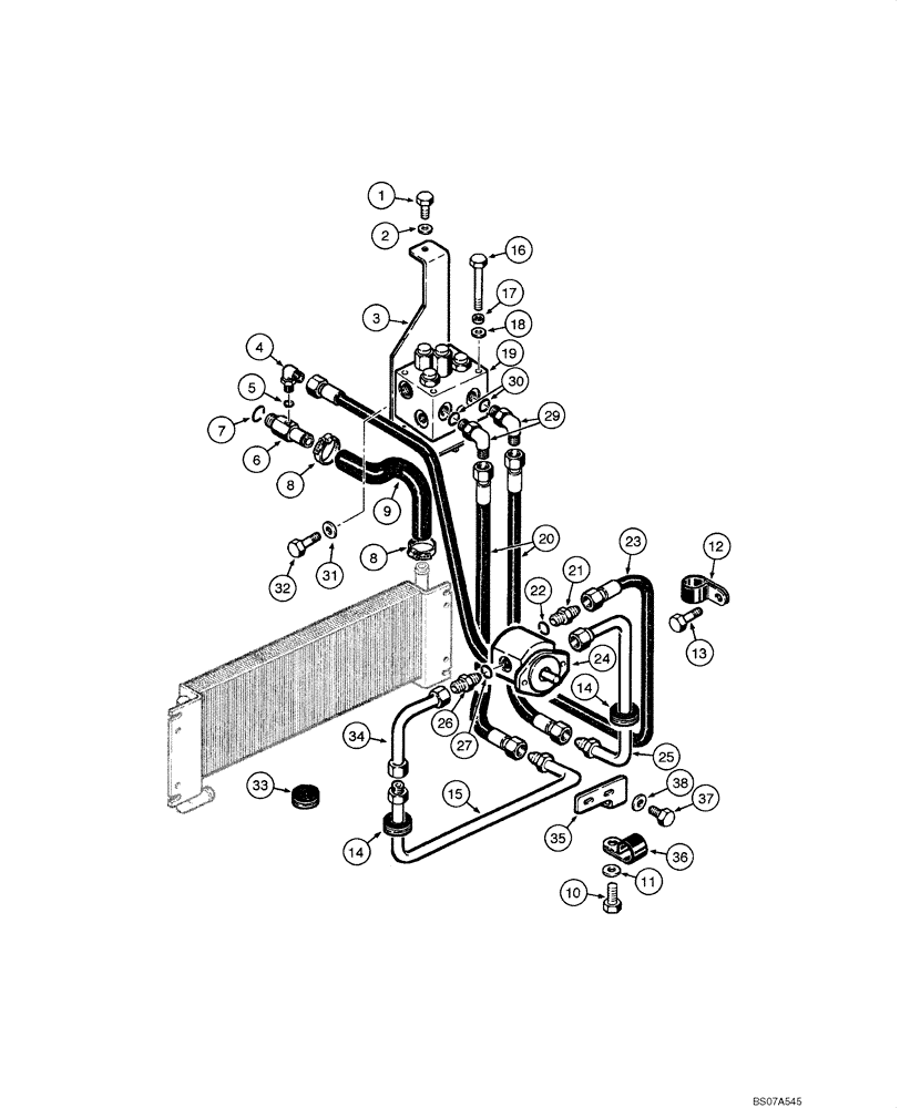 Схема запчастей Case 845 DHP - (08.31[00]) - ENGINE COOLING SYSTEM - REVERSE FAN HYDRAULIC MOTOR (08) - HYDRAULICS