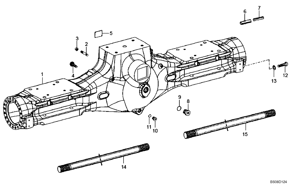 Схема запчастей Case 340B - (33A00010734[001]) - HOUSING, REAR AXLE (87471357) (11) - AXLES/WHEELS