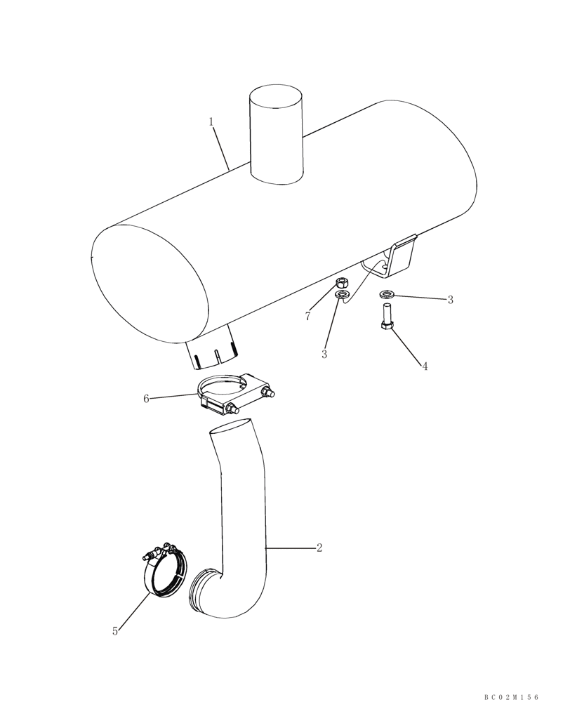 Схема запчастей Case 721D - (02-11) - MUFFLER - EXHAUST SYSTEM (02) - ENGINE