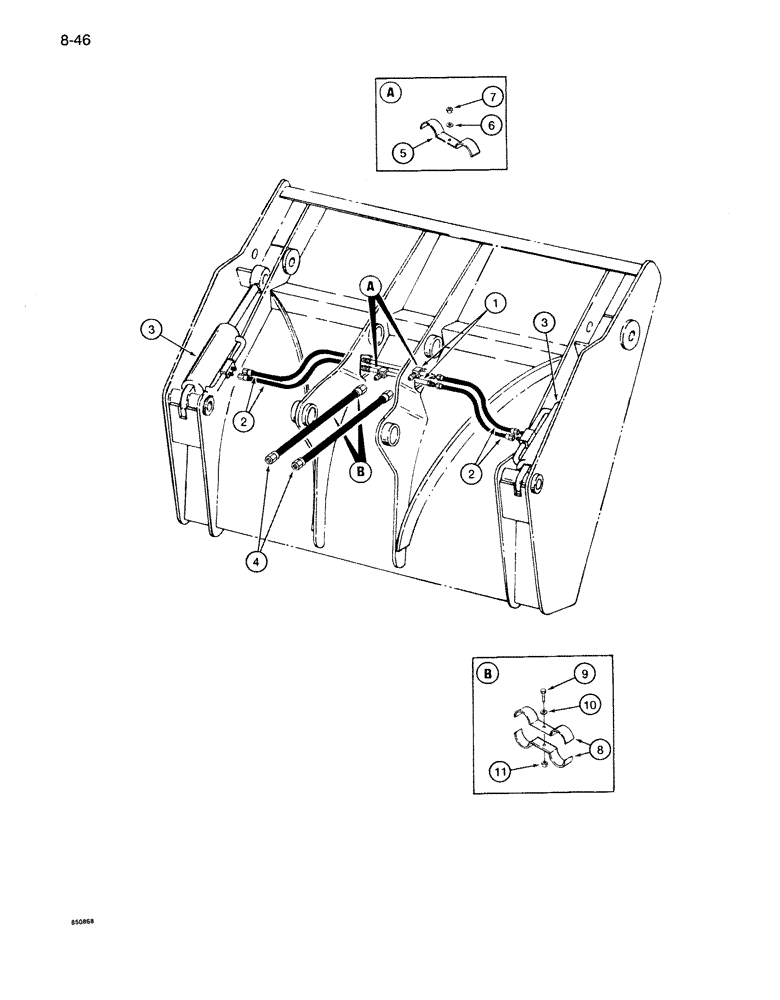 Схема запчастей Case 1086B - (8-046) - 4-IN-1 BUCKET CIRCUIT (08) - HYDRAULICS