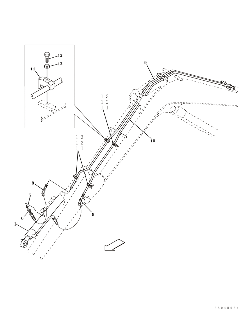 Схема запчастей Case CX80 - (08-29) - HYDRAULICS - BUCKET, 2,1 METER (6 FT 11 IN) STANDARD ARM (08) - HYDRAULICS