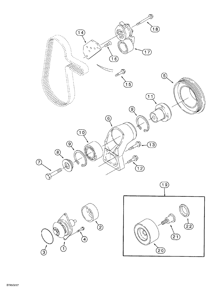 Схема запчастей Case 580SL - (2-016) - WATER PUMP SYSTEM, 4T-390 EMISSIONS CERTIFIED ENGINE (02) - ENGINE