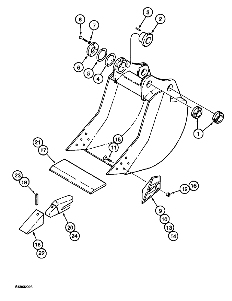 Схема запчастей Case 9030B - (9-118) - H & H BUCKETS, GENERAL PURPOSE AND HEAVY DUTY, STANDARD OR HIGH CAPACITY (09) - CHASSIS