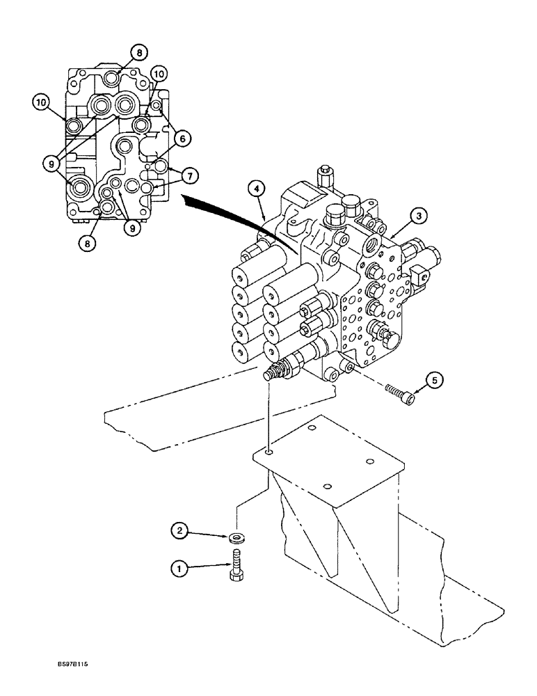 Схема запчастей Case 9030B - (8-136) - CONTROL VALVE MOUNTING (08) - HYDRAULICS