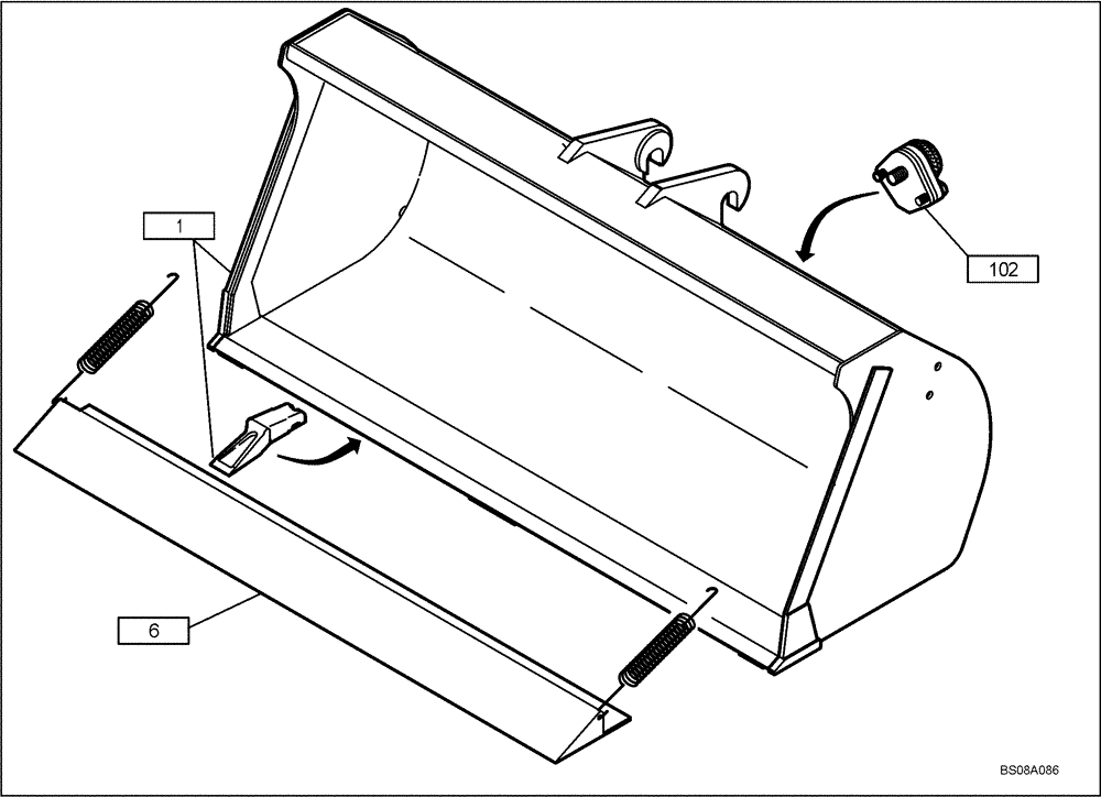 Схема запчастей Case 321D - (64.210[2991121000]) - LIGHT GOODS BUCKET MOUNTING PARTS 1,2M3-M.Z.-2100BR (82) - FRONT LOADER & BUCKET