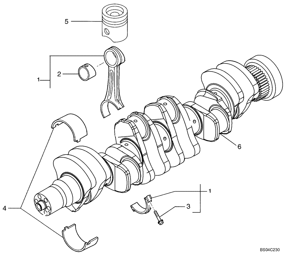 Схема запчастей Case 850K - (02-24) - PISTONS - CONNECTING ROD (02) - ENGINE