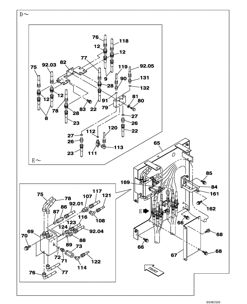 Схема запчастей Case CX330 - (08-034-00[01]) - PILOT CONTROL LINES, PARTITION - MODELS WITHOUT LOAD HOLD (08) - HYDRAULICS