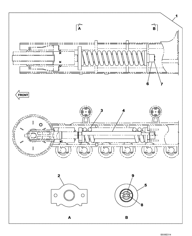 Схема запчастей Case CX800 - (05-005-00[01]) - TENSION DAMPER (11) - TRACKS/STEERING