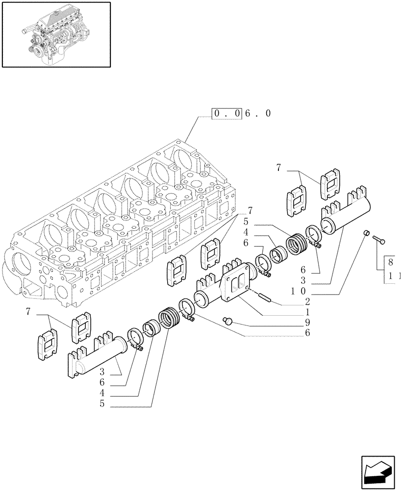 Схема запчастей Case F3AE0684G B001 - (0.07.8[01]) - EXHAUST MANIFOLD (500335634) 