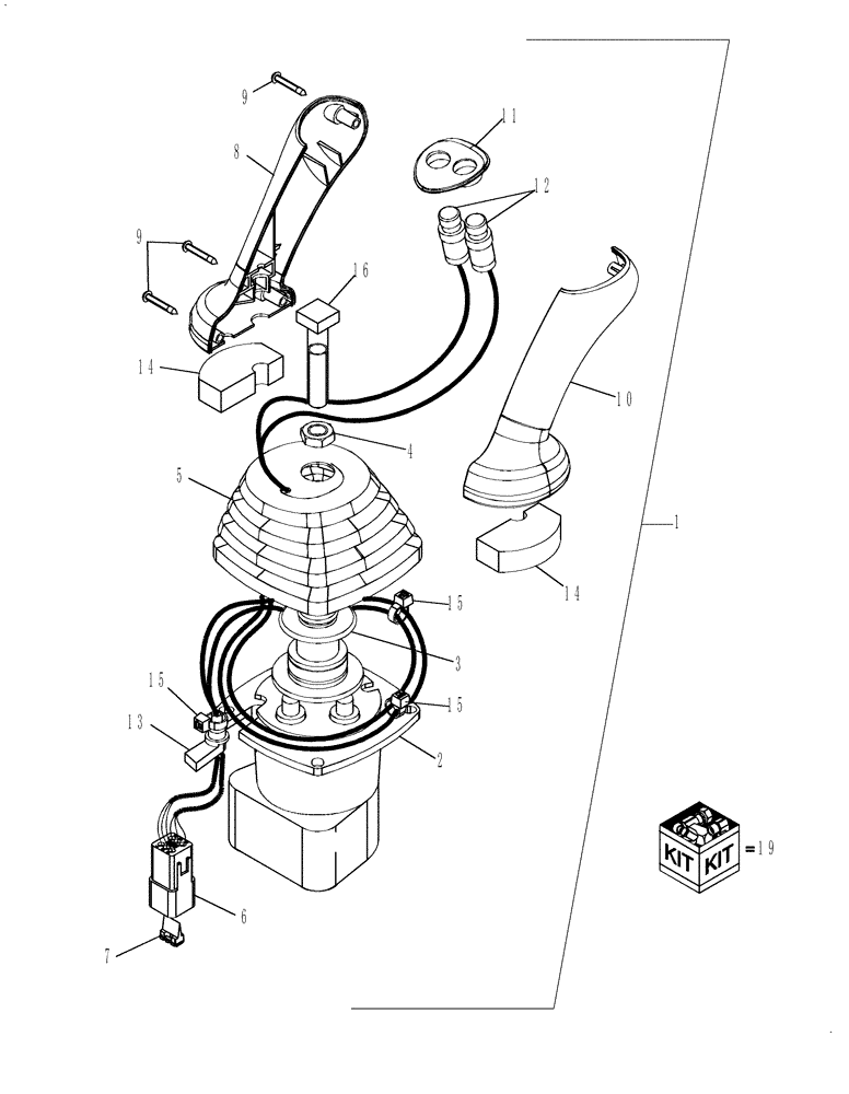 Схема запчастей Case 580SN WT - (35.150.16[03]) - HYDRAULICS - VALVE, JOYSTICK (PILOT CONTROLS) (RIGHT-HAND) WITH EXTENDABLE DIPPER, 8 SPOOL (35) - HYDRAULIC SYSTEMS