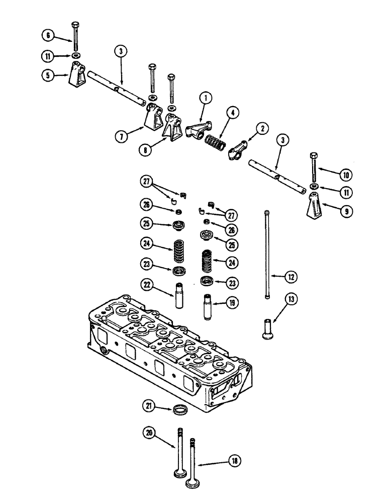 Схема запчастей Case 350B - (030) - VALVE MECHANISM, 188 DIESEL ENGINE (01) - ENGINE