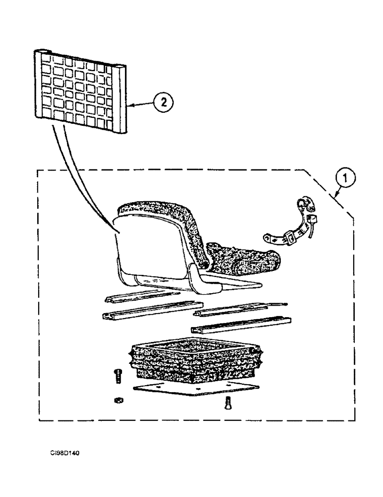 Схема запчастей Case 221B - (9-39A) - SEAT, 121B DAH1217194- / 221B DAH2217196- (09) - CHASSIS/ATTACHMENTS