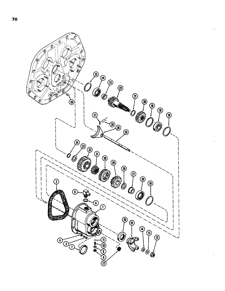 Схема запчастей Case 850 - (070) - MECHANICAL RANGE SHIFT (03) - TRANSMISSION