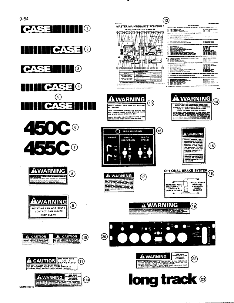 Схема запчастей Case 455C - (9-64) - DECALS (09) - CHASSIS/ATTACHMENTS