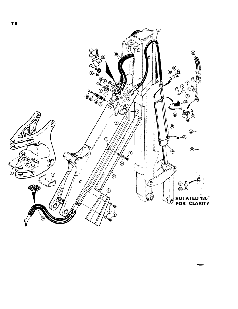 Схема запчастей Case 35 - (118) - HYD EXTENDABLE DIPPER, 4 EXTENSION HYDS, EXTENSION HYDS & CYLS, CASE & COMMERCIAL- CESSNA VALVES 