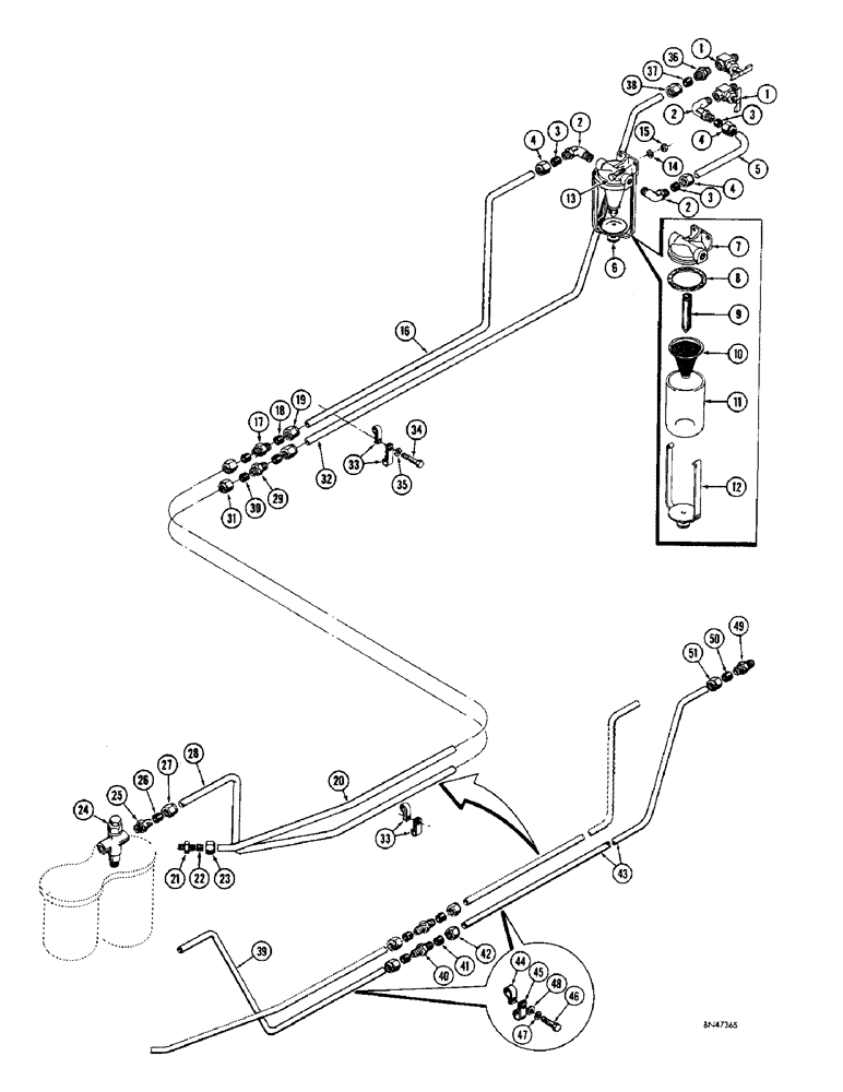 Схема запчастей Case 750 - (034) - FUEL LINES AND STRAINER (02) - FUEL SYSTEM