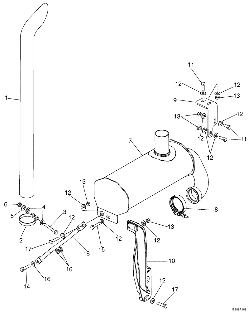 Схема запчастей Case 588G - (02-05) - MUFFLER, ASPIRATED - EXHAUST SYSTEM (02) - ENGINE