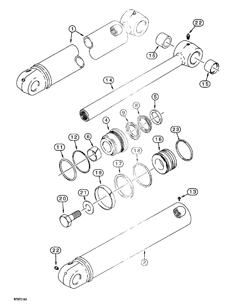 Схема запчастей Case 570LXT - (8-135A) - BACKHOE DIPPER CYLINDER (08) - HYDRAULICS