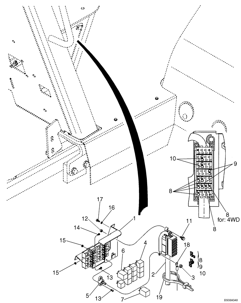 Схема запчастей Case 586G - (04-06A) - FUSE AND FUSE BLOCK - RELAY PANEL (04) - ELECTRICAL SYSTEMS