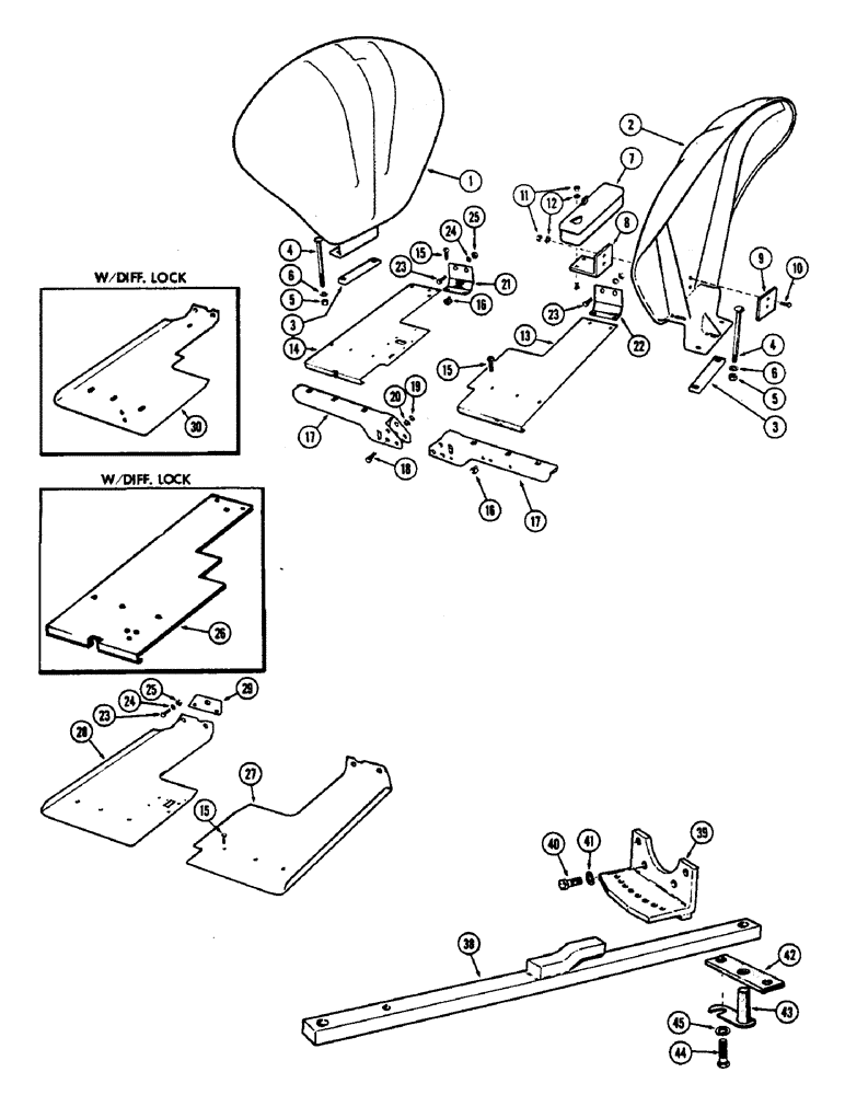 Схема запчастей Case 430CK - (122) - STEP PLATES, FENDERS AND TOOL BOX 