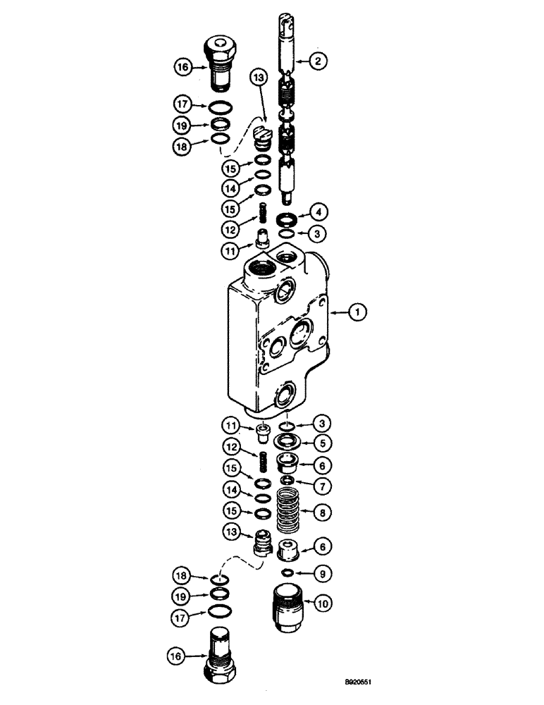 Схема запчастей Case 590 - (8-092) - BACKHOE CONTROL VALVE, DIPPER EXTENSION SECTION (08) - HYDRAULICS