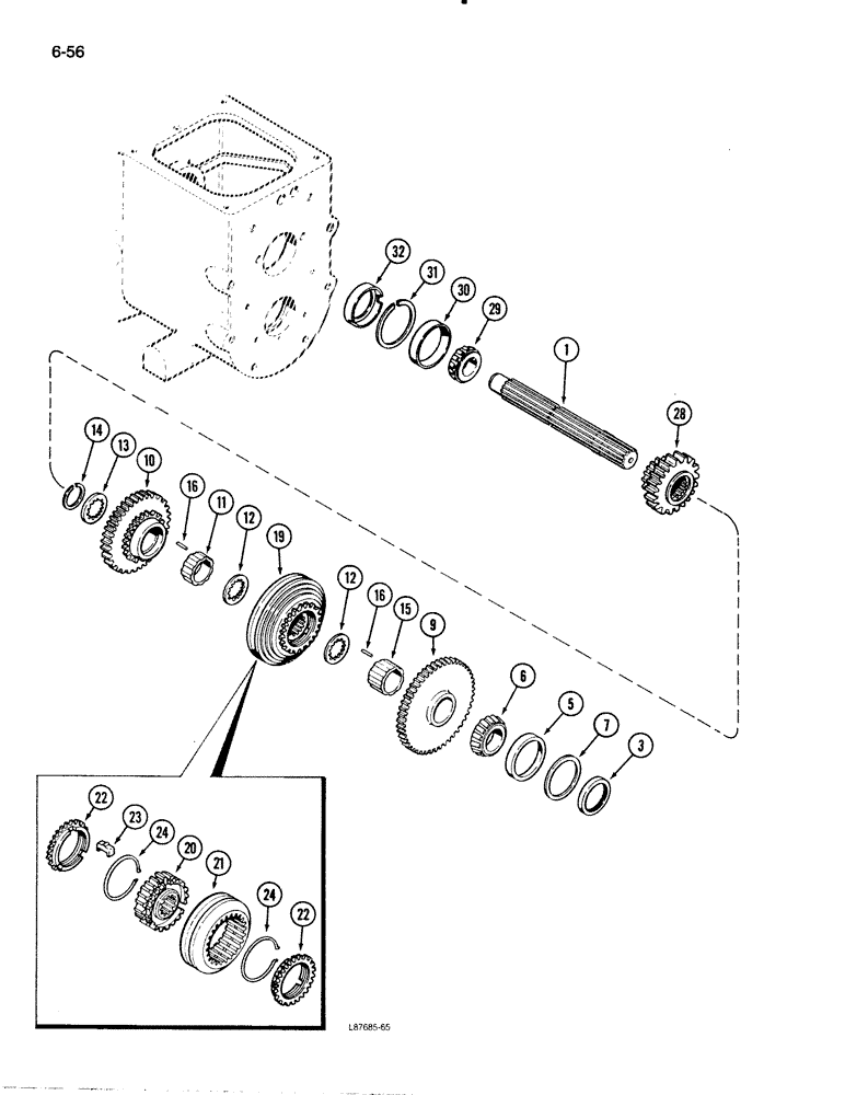 Схема запчастей Case 480E - (6-56) - TRANSAXLE, MAIN SHAFT (06) - POWER TRAIN