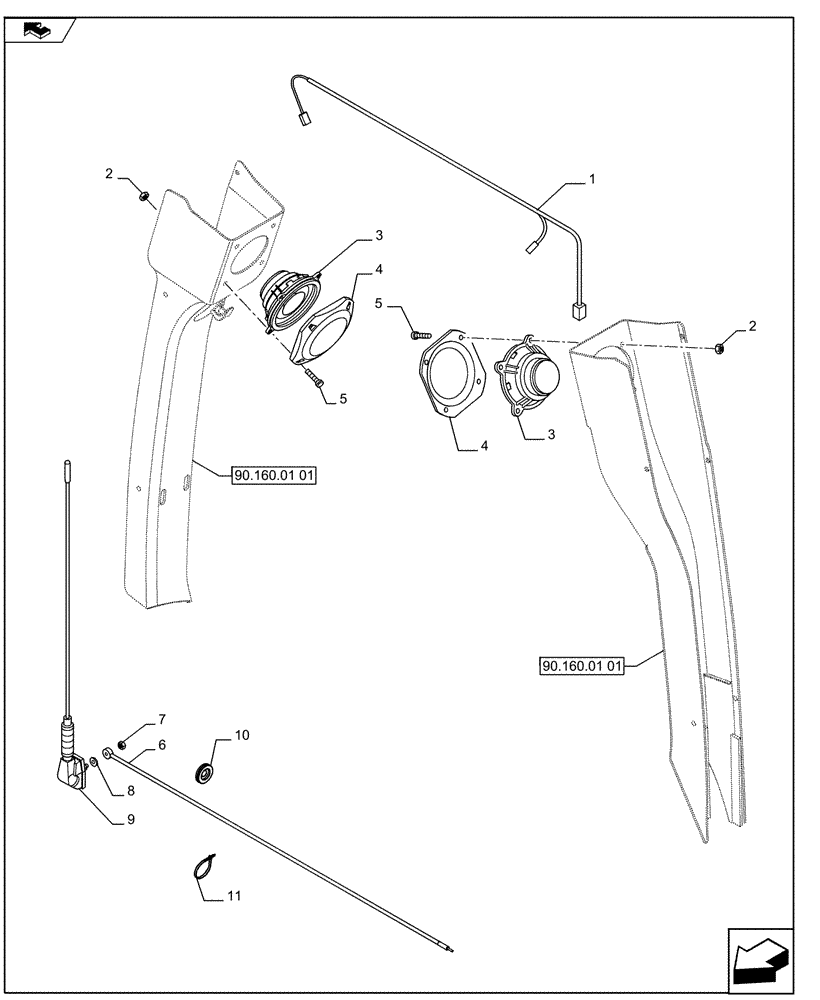 Схема запчастей Case 590SN - (55.512.29[01]) - VAR - 442083 - HARNESS - RADIO INSTALLATION (55) - ELECTRICAL SYSTEMS