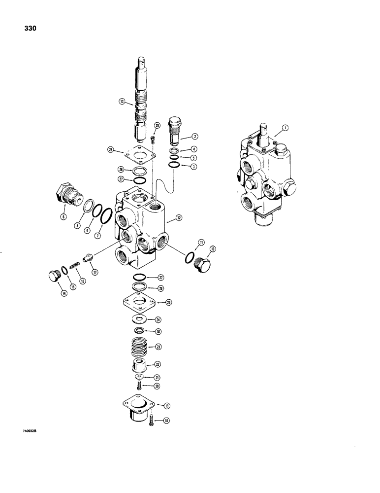 Схема запчастей Case 480C - (330) - EXTENDABLE DIPPER CONTROL VALVE (35) - HYDRAULIC SYSTEMS