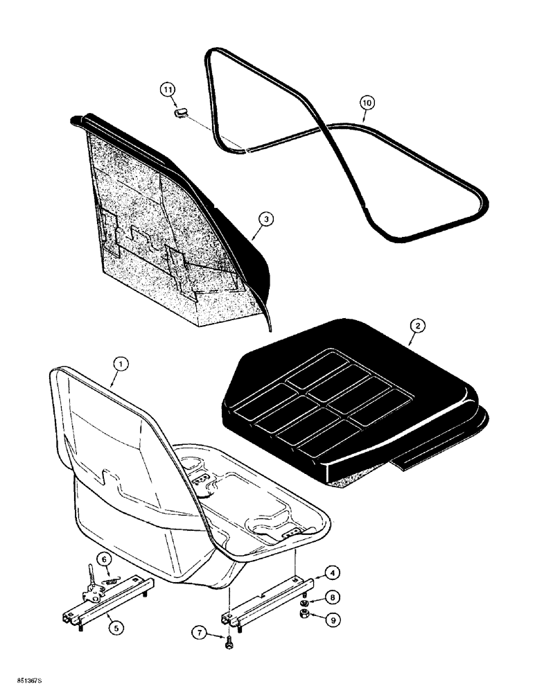 Схема запчастей Case 1838 - (9-20) - STANDARD OPERATORS SEAT (09) - CHASSIS/ATTACHMENTS