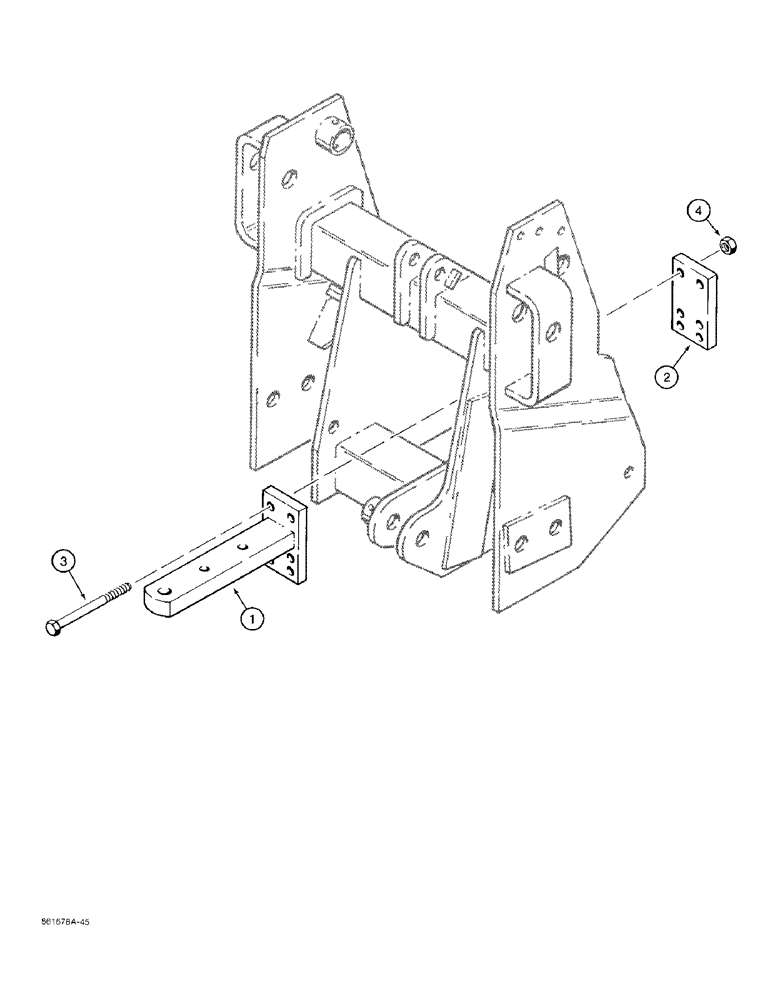 Схема запчастей Case 480F - (9-076) - RIGID DRAWBAR, USED WITH PTO OR THREE-POINT HITCH (09) - CHASSIS/ATTACHMENTS