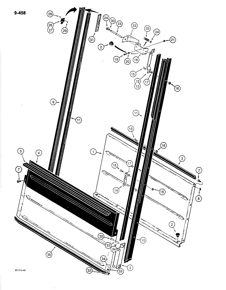 Схема запчастей Case 780C - (9-458) - CAB REAR WINDOW (09) - CHASSIS/ATTACHMENTS