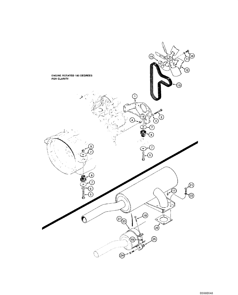 Схема запчастей Case 1840 - (02-02) - ENGINE MOUNTING - EXHAUST SYSTEM (02) - ENGINE