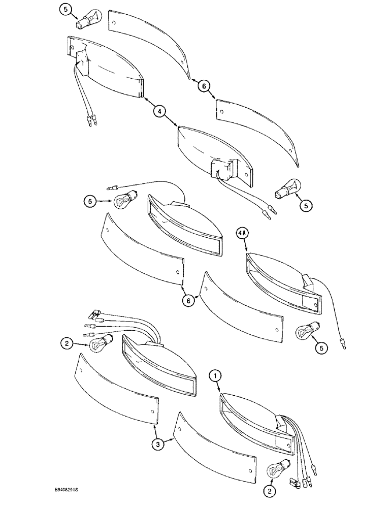 Схема запчастей Case 590SL - (4-38) - CAB TRACTOR LAMPS, STOP AND TAIL LAMPS AND, TURN SIGNAL AND FLASHER LAMPS (04) - ELECTRICAL SYSTEMS