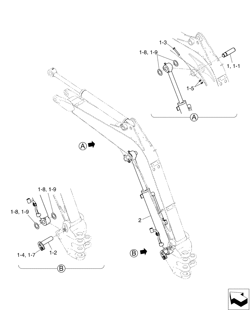 Схема запчастей Case CX17B - (03-004[01]) - CYLINDER INSTAL - BOOM (35) - HYDRAULIC SYSTEMS