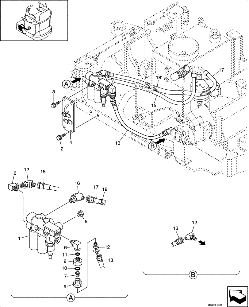 Схема запчастей Case CX14 - (08-09[00]) - HYDRAULIC LINES - VALVE, SOLENOID (08) - HYDRAULICS