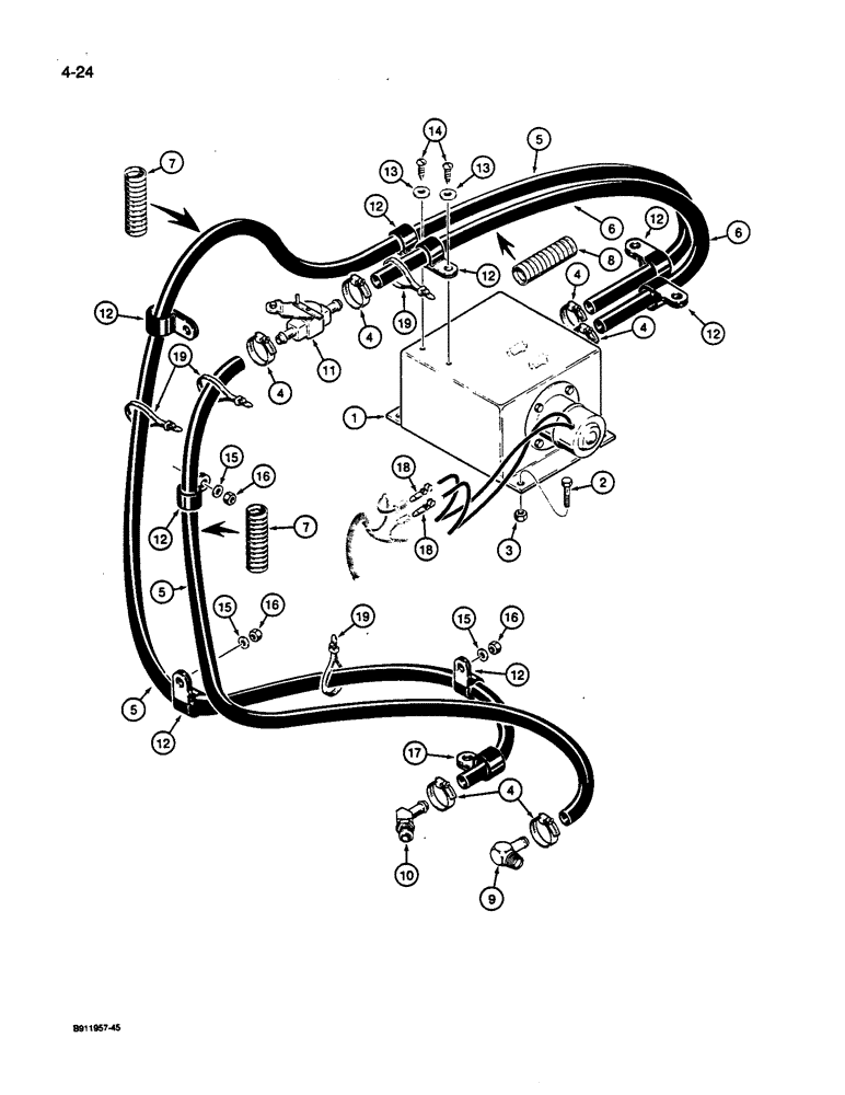 Схема запчастей Case 1187C - (4-24) - HEATER AND HOSES (04) - ELECTRICAL SYSTEMS