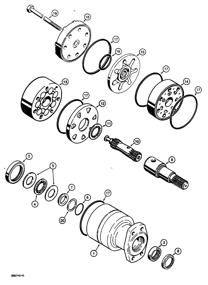 Схема запчастей Case CASE - (8-26) - HYDROSTATIC DRIVE MOTOR (08) - HYDRAULICS