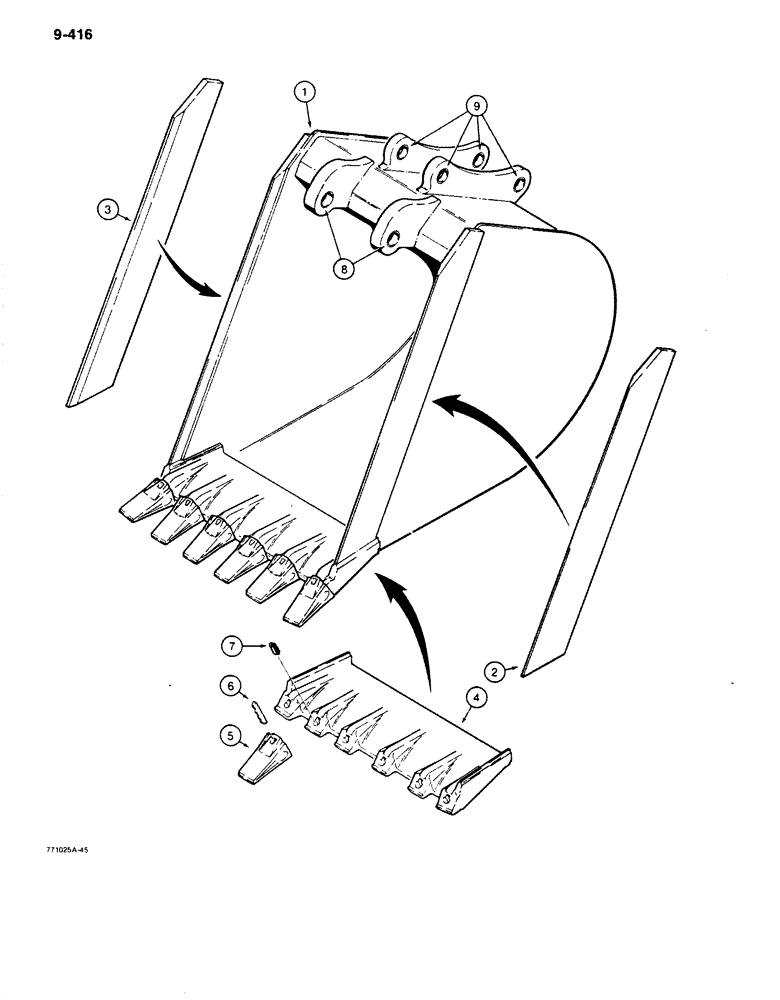 Схема запчастей Case 680K - (9-416) - BACKHOE BUCKETS (09) - CHASSIS/ATTACHMENTS