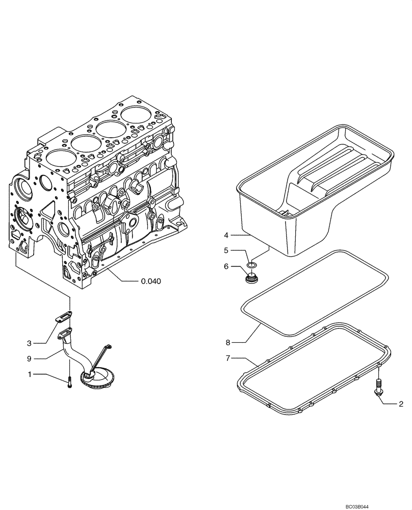 Схема запчастей Case 521D - (0.042[01]) - OIL PUMP, PAN (02) - ENGINE