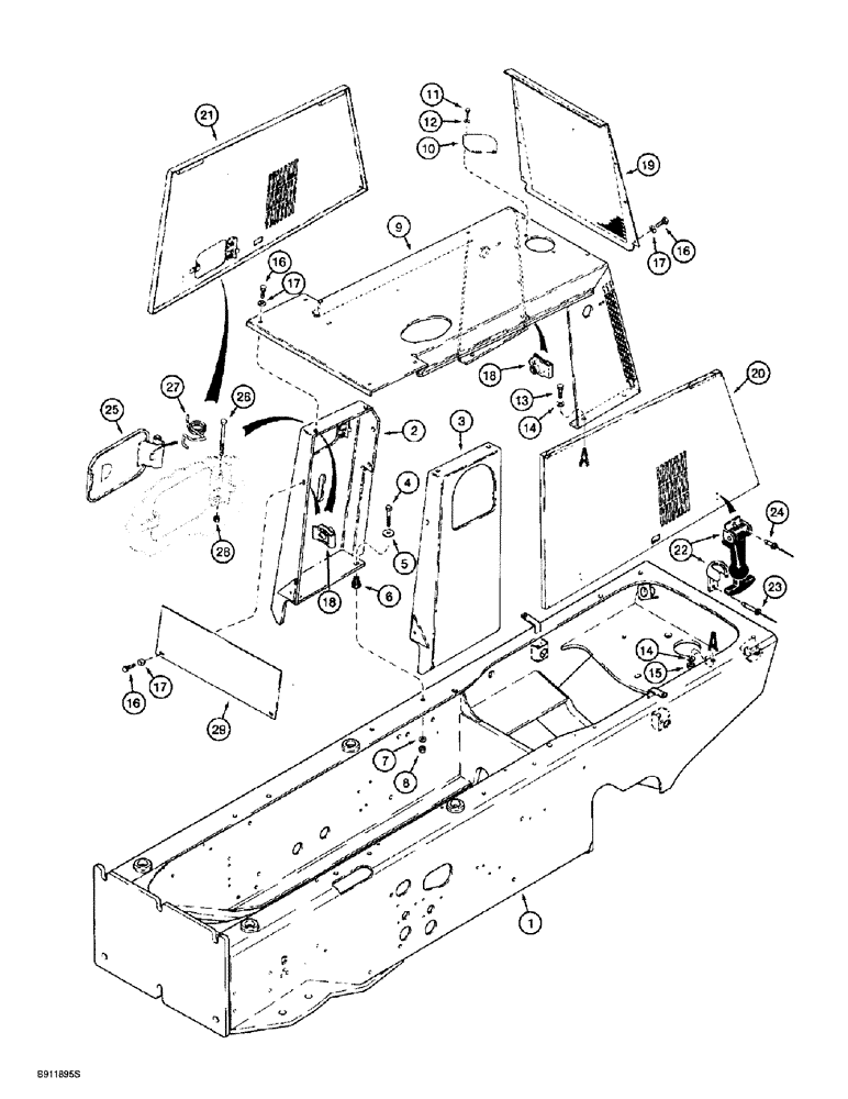 Схема запчастей Case 860 - (9-002) - CHASSIS, HOOD, AND GRILLE USED ON MODELS WITH 4T-390 ENGINE (09) - CHASSIS/ATTACHMENTS