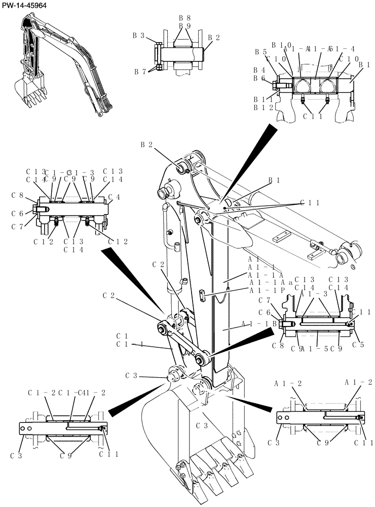 Схема запчастей Case CX31B - (580-17[1Z82]) - ARM ASSEMBLY, STD 1.18M (58) - ATTACHMENTS/HEADERS