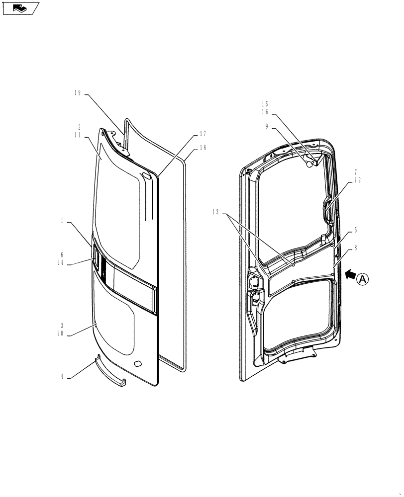 Схема запчастей Case CX27B ASN - (90.154.02) - DOOR ASSY, CAB (WITH HEAD GUARD) (90) - PLATFORM, CAB, BODYWORK AND DECALS